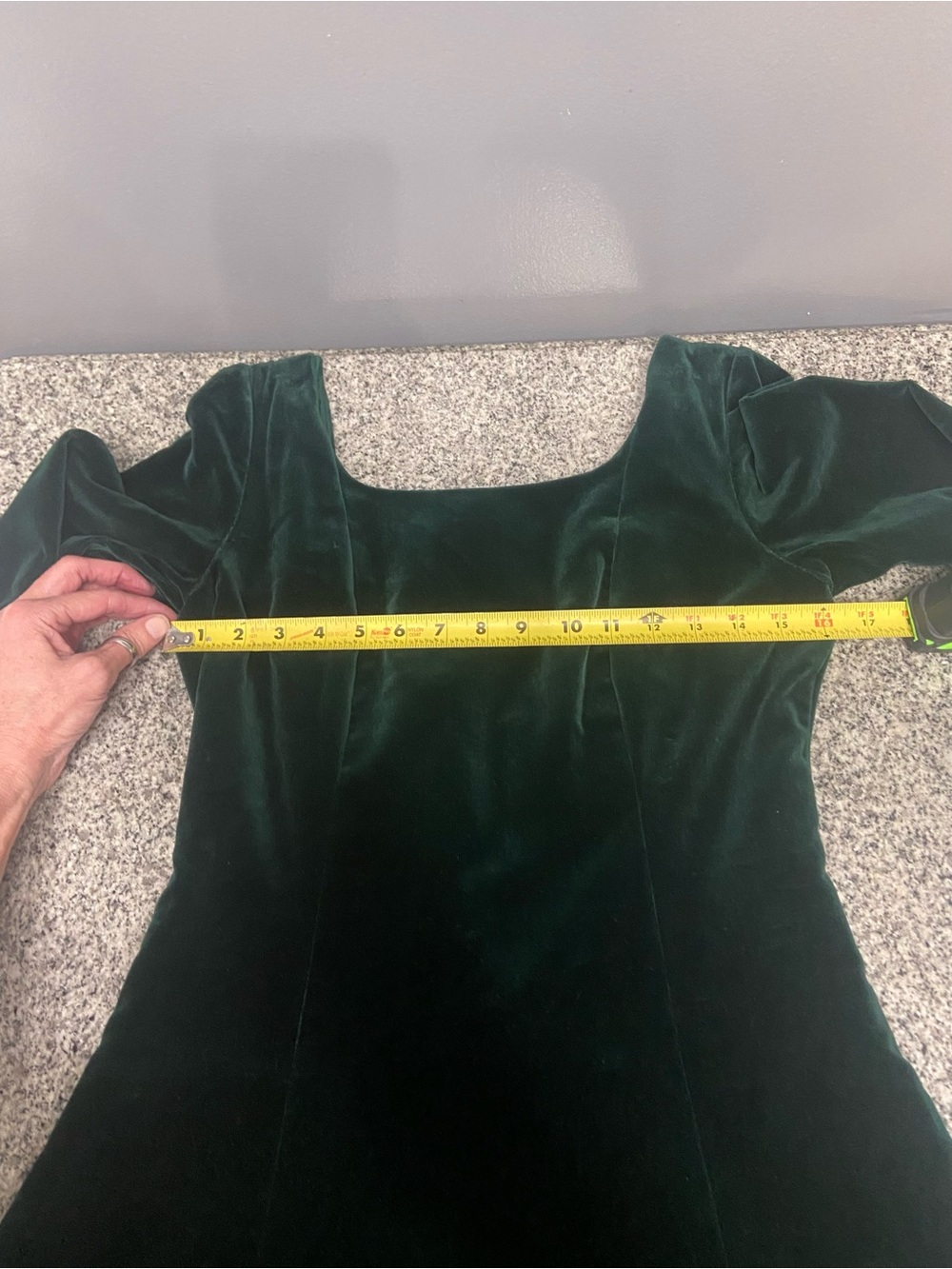 Vintage LAURA ASHLEY Emerald Green Velvet Maxi Dress W/Button Open Back 10 - Picture 12 of 17